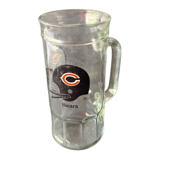 Chicago Bears Fisher Peanuts Tall Heavy Clear Glass Mug - Picture 1 of 6